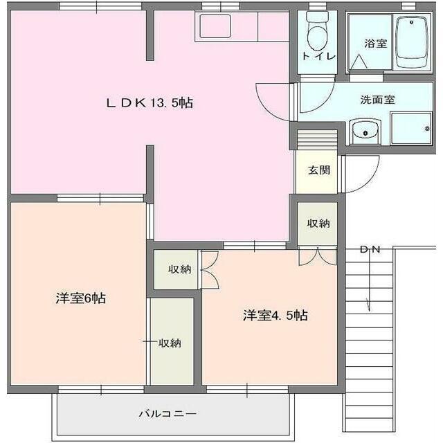 グランツブリーゼ(2LDK/2階)の間取り写真