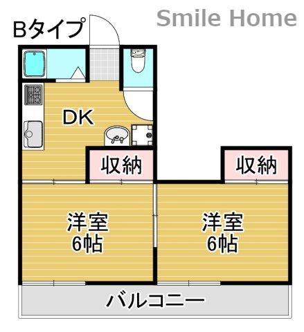 石神マンション(2DK/3階)の間取り写真