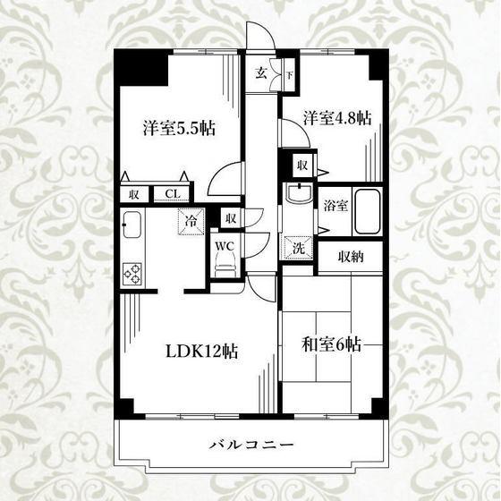 パークコート小金井(3LDK/2階)の間取り写真