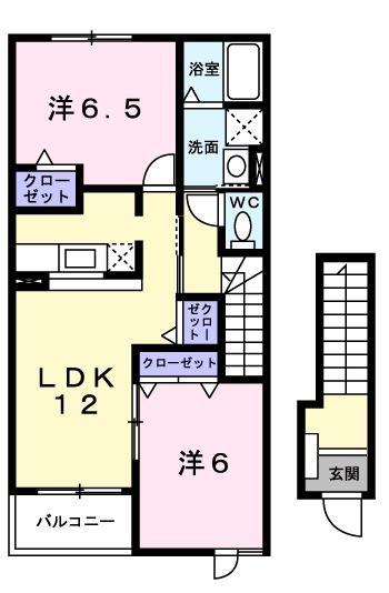 サニーメゾン撫子501A(2LDK/2階)の間取り写真