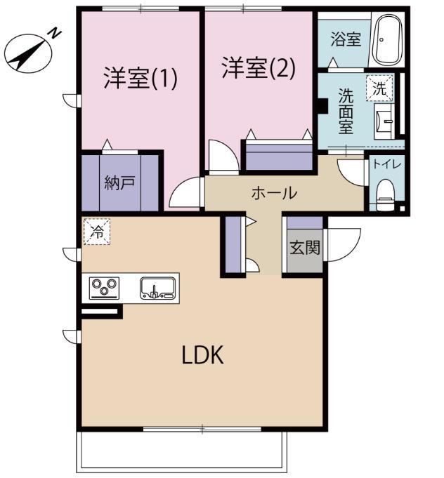 GRAND HILL清水I(2LDK/3階)の間取り写真