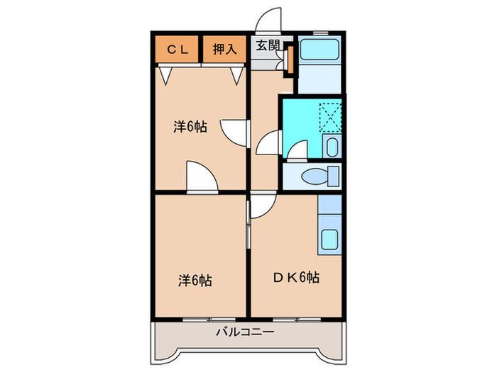 グリーンパーク曙(2DK/1階)の間取り写真