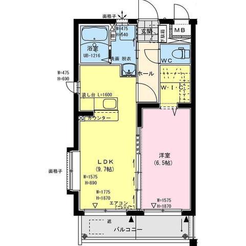 ル レーヴ B(1LDK/2階)の間取り写真