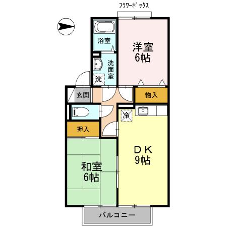セジュールたつみ(2DK/2階)の間取り写真