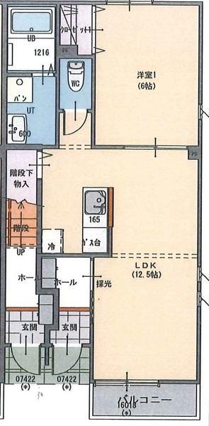 グレーシアD(1LDK/1階)の間取り写真
