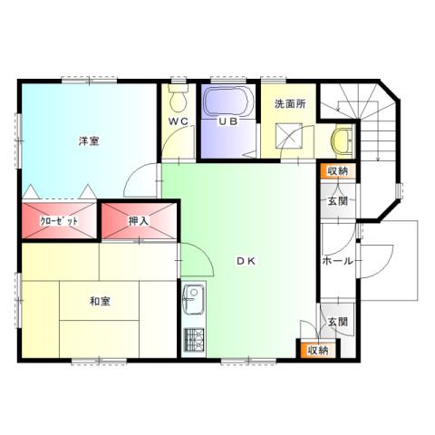 リバーハイツ(2DK/1階)の間取り写真