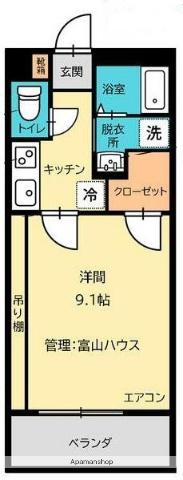 第18富山ビル(1K/4階)の間取り写真