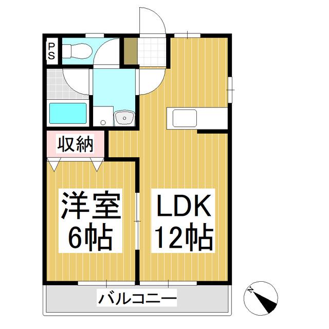 フレール上平(1LDK/2階)の間取り写真