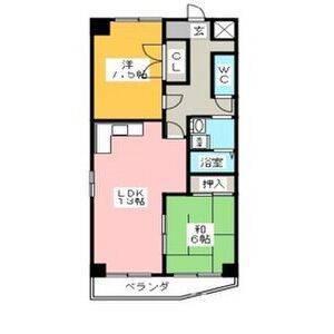 サンロック(2LDK/4階)の間取り写真