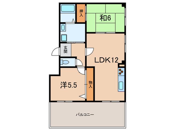 プリメーラリヨンII(2LDK/2階)の間取り写真