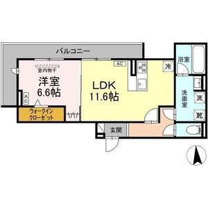 リュッカ鳥神(1LDK/2階)の間取り写真