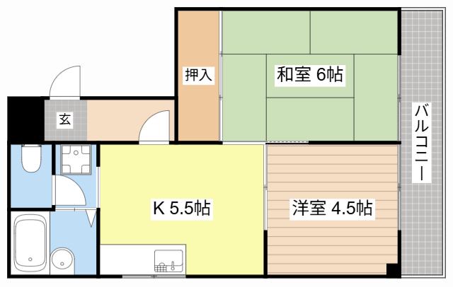 ボンフレールII(2K/2階)の間取り写真