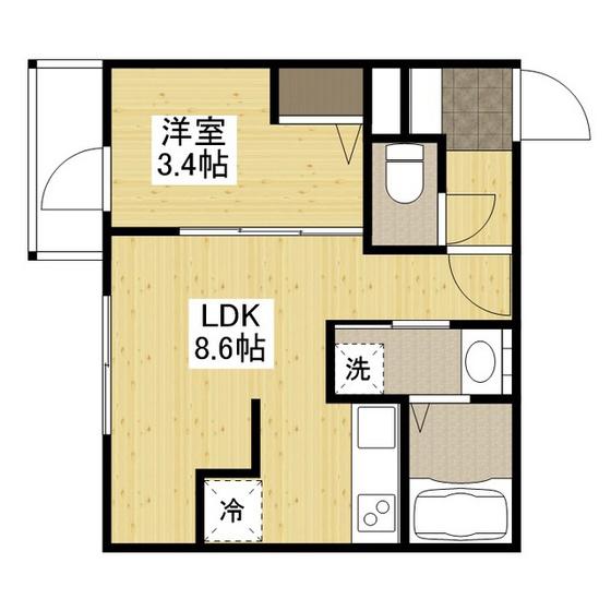 月光南観音 七番館(1LDK/3階)の間取り写真