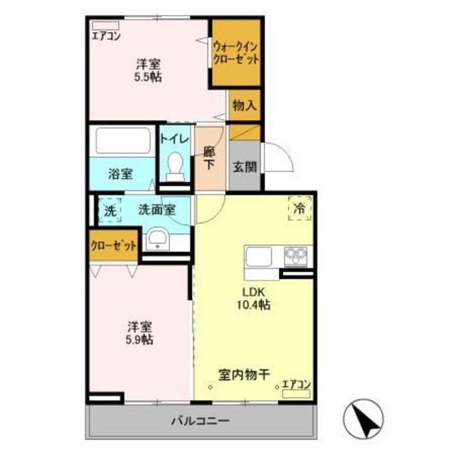 フェアマンドヴィラ(2LDK/3階)の間取り写真