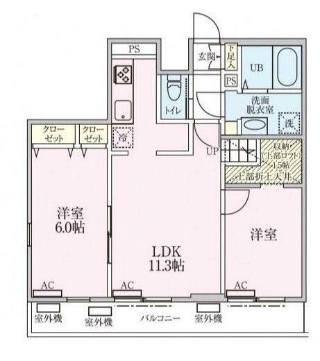 スカイルーチェ川口芝中田(2LDK/3階)の間取り写真