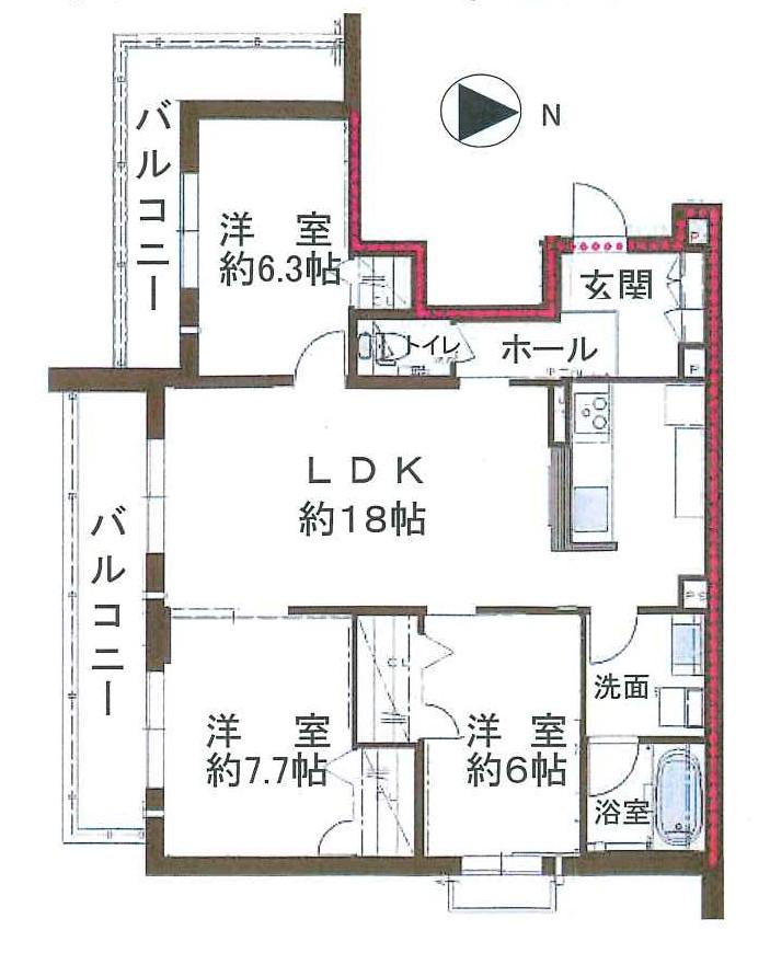 シャーメゾン晴明通(3LDK/3階)の間取り写真