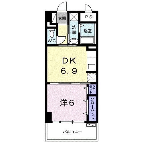 ブローテ 古蔵(1DK/3階)の間取り写真