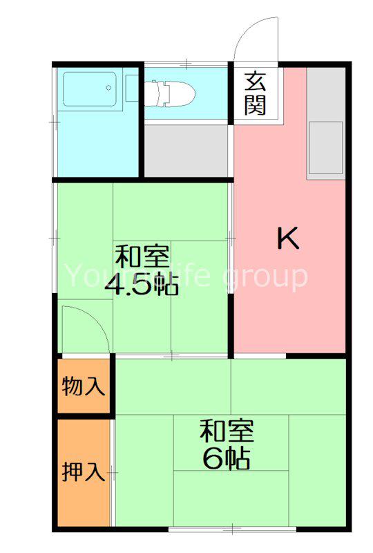 山上アパート(2K/2階)の間取り写真