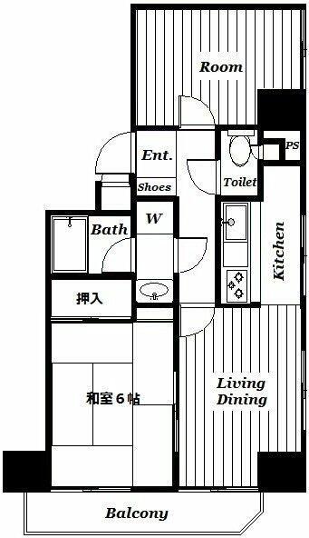 コスモ西巣鴨(2DK/10階)の間取り写真