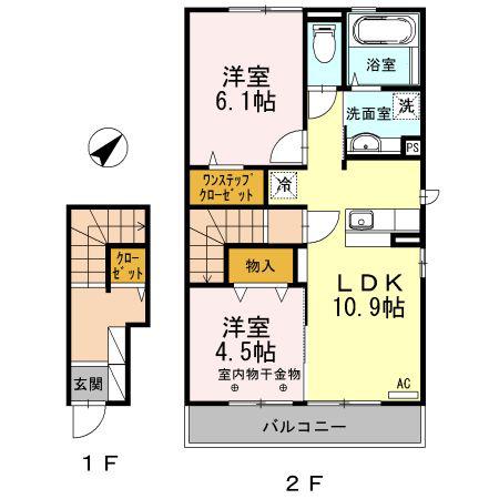 アズーリ(2LDK/2階)の間取り写真