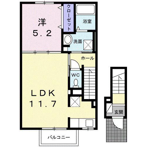 西石井5丁目アパートI-II(1LDK/2階)の間取り写真