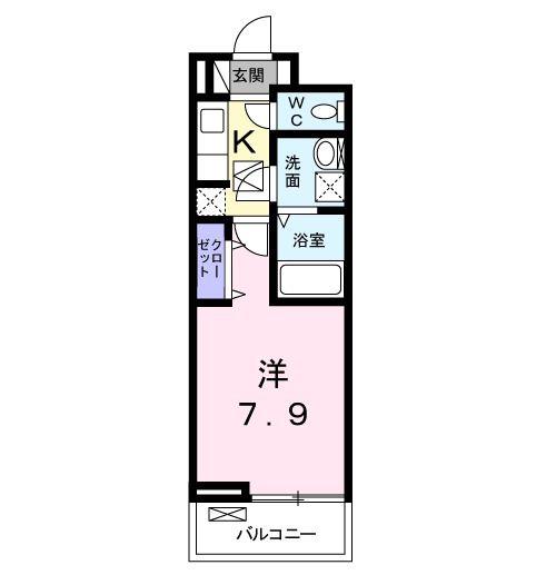 BLESS三郷 B棟(1K/1階)の間取り写真