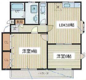 ヴェルジェI(2LDK/1階)の間取り写真