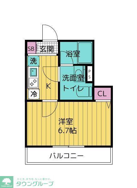 ルーミナス川越(1K/2階)の間取り写真