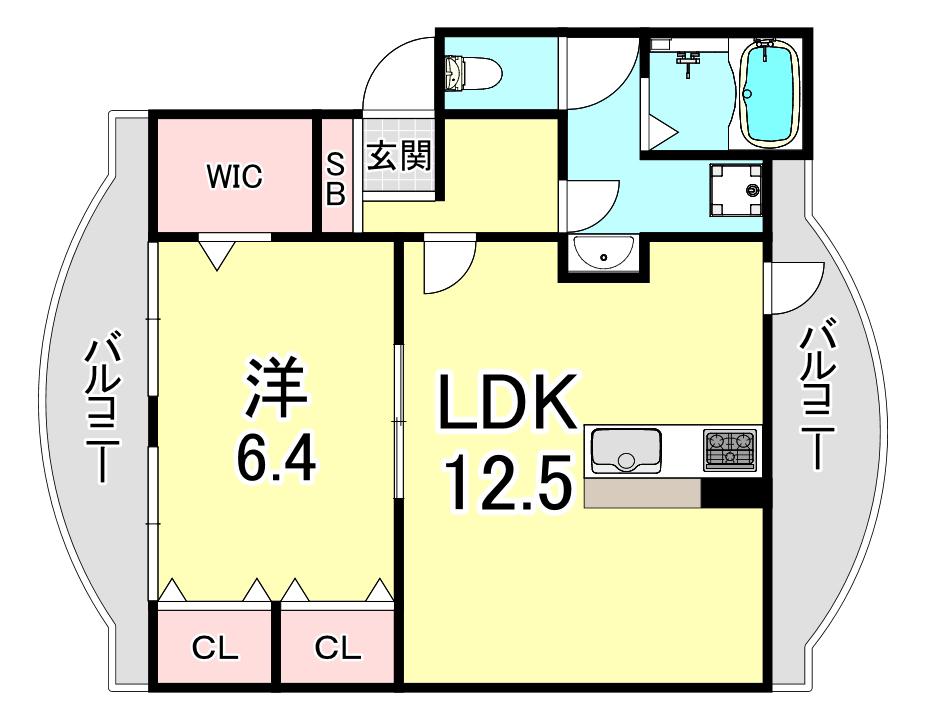 ドエル・めぐみ(1LDK/3階)の間取り写真