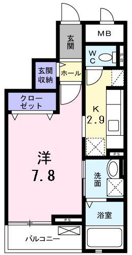 レジデンス若葉II(1K/3階)の間取り写真