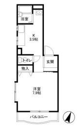 グランモア(1K/2階)の間取り写真