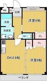 クレール文教(2DK/3階)の間取り写真