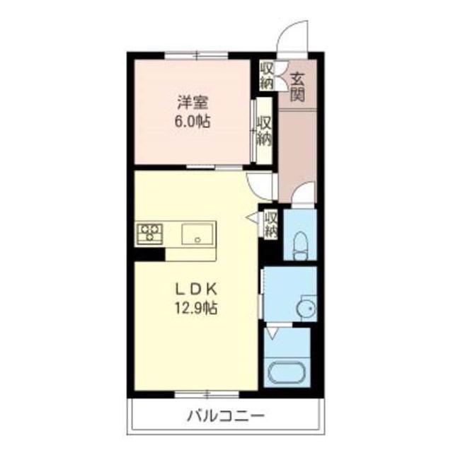 グリーンテラスビュー(1LDK/1階)の間取り写真