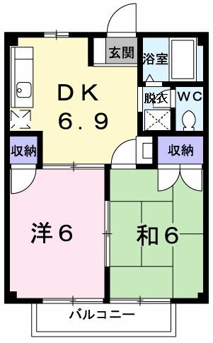 ハイツKUWAO(2DK/1階)の間取り写真