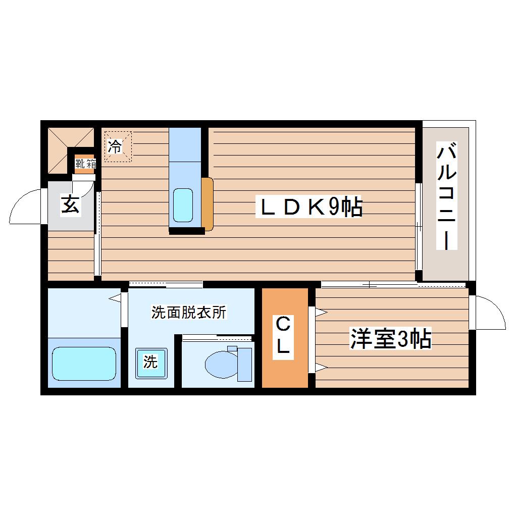 アルティスタF棟(1LDK/2階)の間取り写真