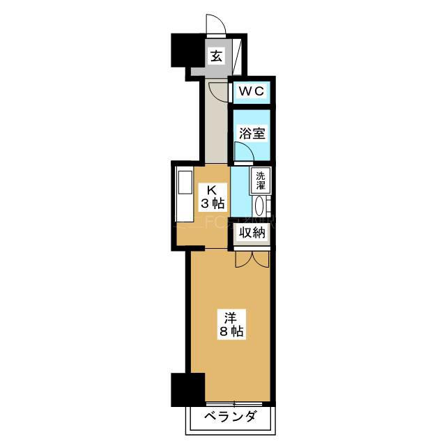 KIND EN III 南館(1K/4階)の間取り写真