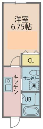 カインドネス京王堀之内(1K/2階)の間取り写真