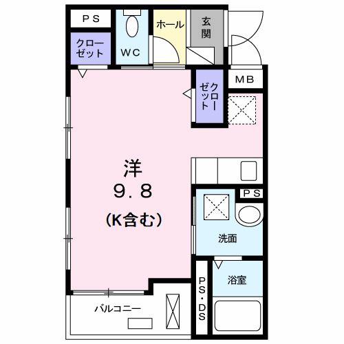 ベラ ヴィスタ(ワンルーム/2階)の間取り写真
