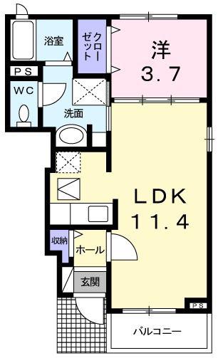 グレイスフル A(1LDK/1階)の間取り写真