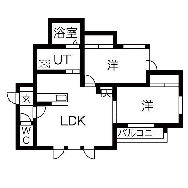 グランディール北郷(2LDK/3階)の間取り写真