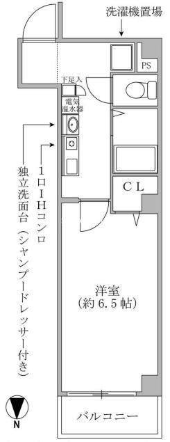 ドエル心斎橋(1K/9階)の間取り写真