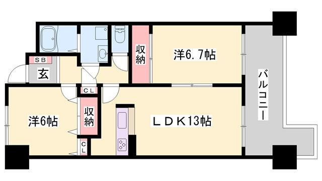 ハーモニー三幸I(2LDK/2階)の間取り写真