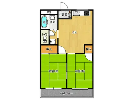 メープル・ハイツ(2DK/3階)の間取り写真