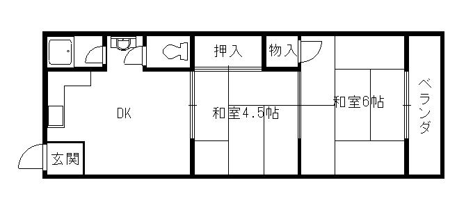 森川ハイツ(2DK/1階)の間取り写真