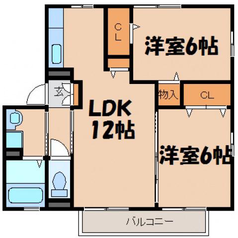 アドラーブル(2LDK/2階)の間取り写真