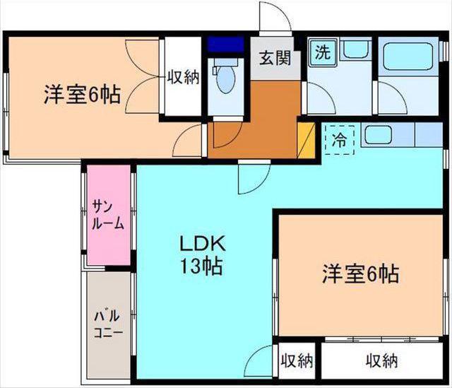 ビルンバオムII(2LDK/2階)の間取り写真