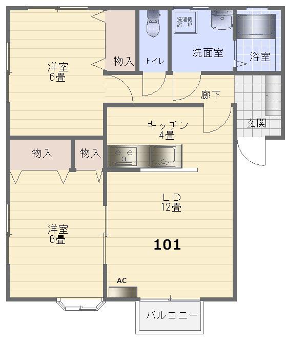 ユースピア大巻B(2LDK/1階)の間取り写真