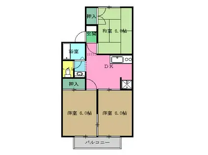 豊浦ハイツ(3DK/2階)の間取り写真