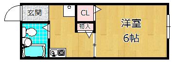 アメニティハイム香里(1K/2階)の間取り写真