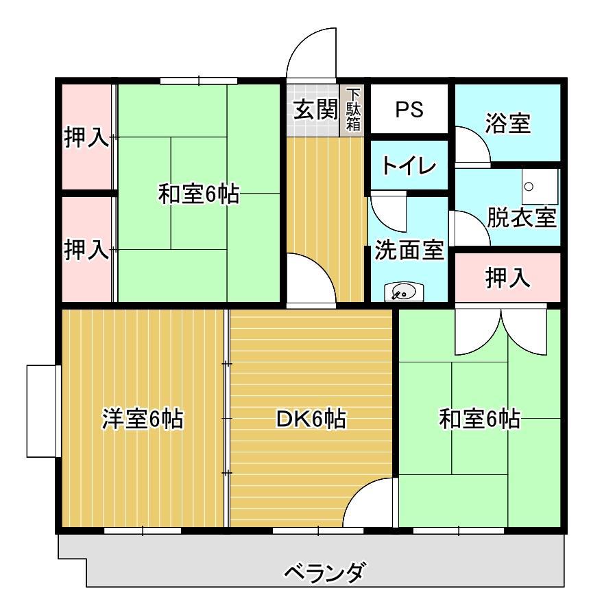 レジデンス西霞(3DK/3階)の間取り写真